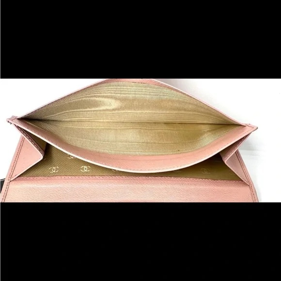 🩷 Chanel Wallet Pink Coco Button Snap Long Bifold w/ Authenticity Card and Box - Picture 8 of 10